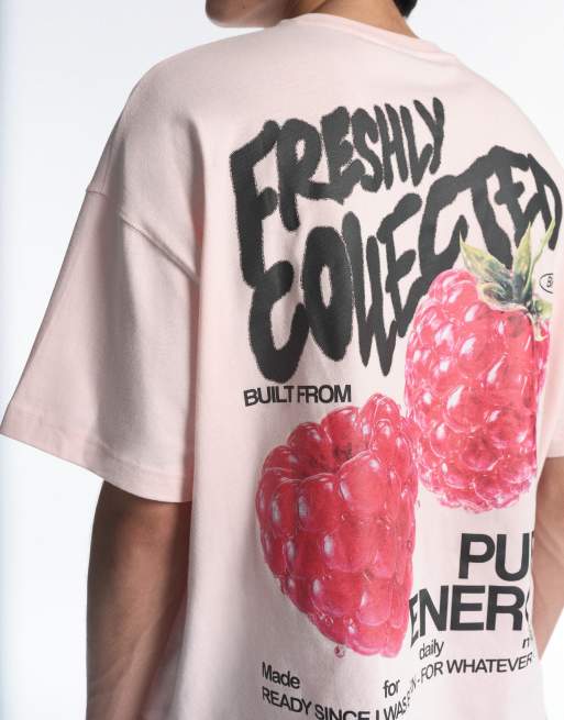 Pull&Bear Stwd graphic T-shirt in roze, 4 van 7