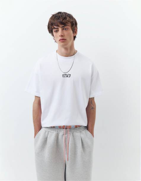 Pull&Bear Stwd graphic t-shirt in white