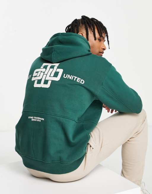 Pull&Bear – STWD – Grön huvtröja med tryck