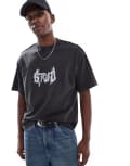 [Pull & Bear] Pull & Bear STWD grunge t-shirt in charcoal-Grey S GREY