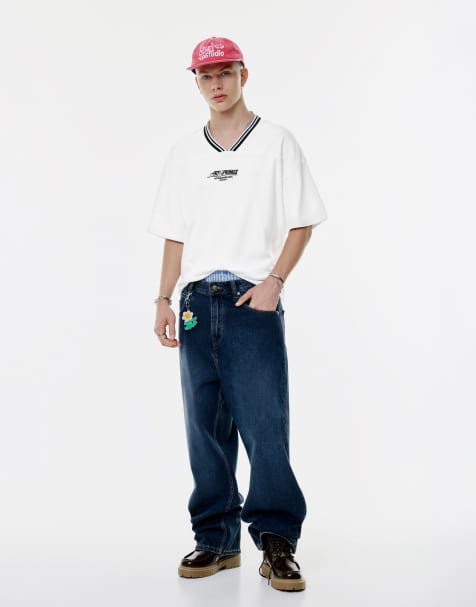 Pull&Bear Stwd hockey t-shirt in off white - view 1