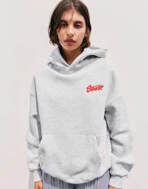 Pull&Bear Stwd hooded sweatshirt in grey marl - view 1