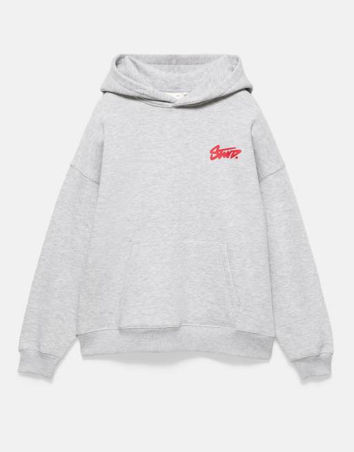 Pull&Bear Stwd hooded sweatshirt in grey marl, 6 of 7