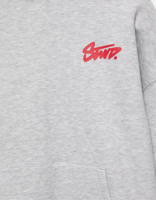 Pull&Bear Stwd hooded sweatshirt in grey marl, 7 of 7
