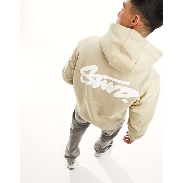 Pull&Bear STWD hoodie in beige ASOS