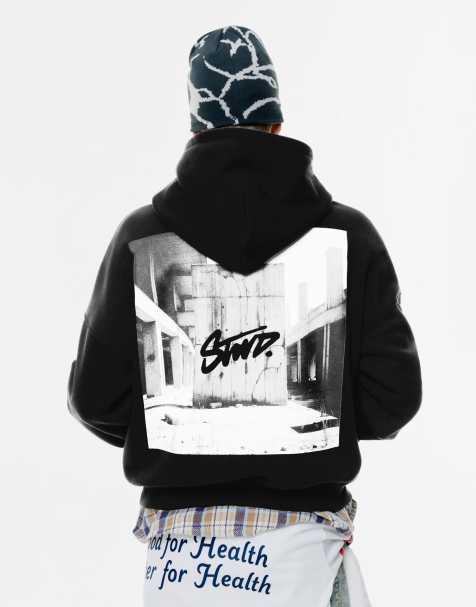 Pull&Bear Stwd hoodie in black - view 1