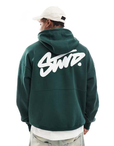 Pull&Bear STWD hoodie in bottle green - view 1
