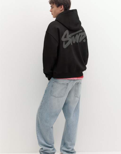 Pull&Bear Stwd Hoodie in Boxy-Passform in Schwarz, 5 von 7