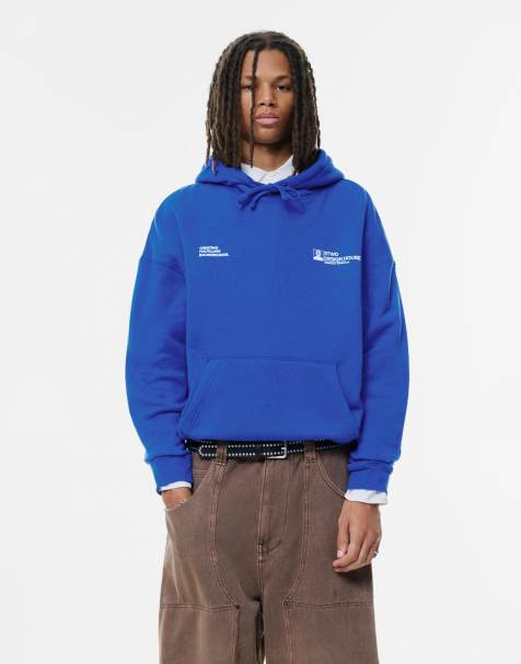 Pull&Bear Stwd hoodie in deep blue - view 1