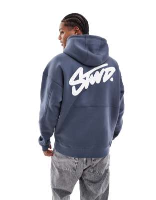 Pull & Bear Stwd Hoodie In Light Blue