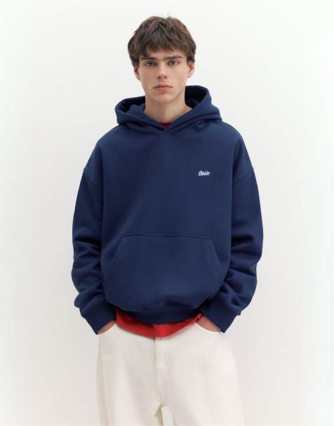Pull&Bear Stwd Hoodie in Marineblau im Boxy Fit - view 1