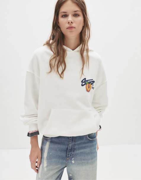 Pull&Bear - STWD - Hoodie met fruitprint in ijswit - view 1