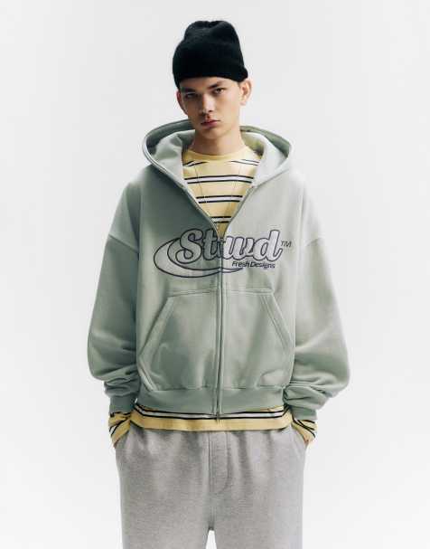 Pull&Bear - STWD - Hoodie met rits in grijs-blauw - view 1