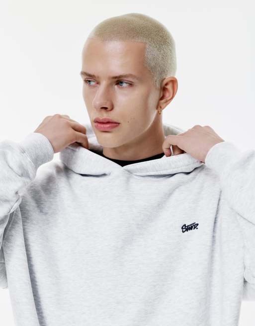 Pull&Bear - STWD - Hvid hættetrøje med broderet logo, 3 af 4