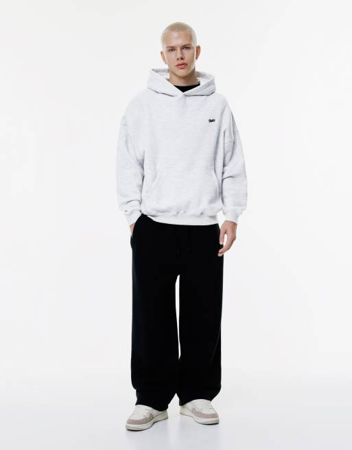 Pull&Bear - STWD - Hvid hættetrøje med broderet logo, 4 af 4