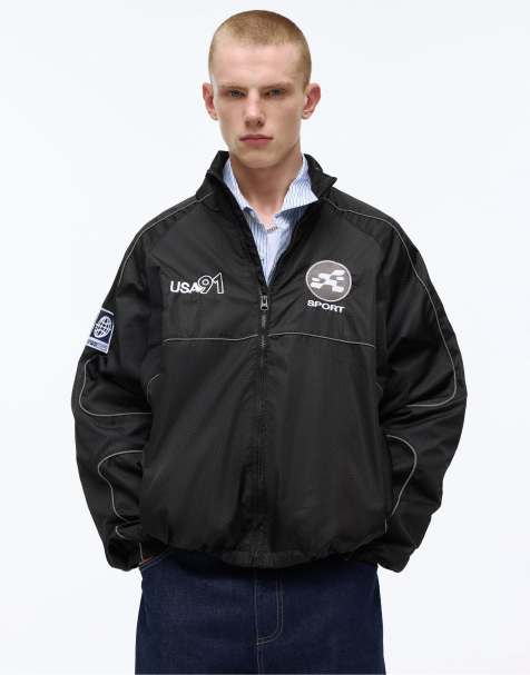 Pull&Bear – STWD – Jacke in Schwarz mit Kontrastnaht - view 1