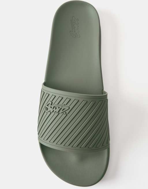 Pull&Bear - STWD - Kakifarvede gummierede sandaler, 3 af 4