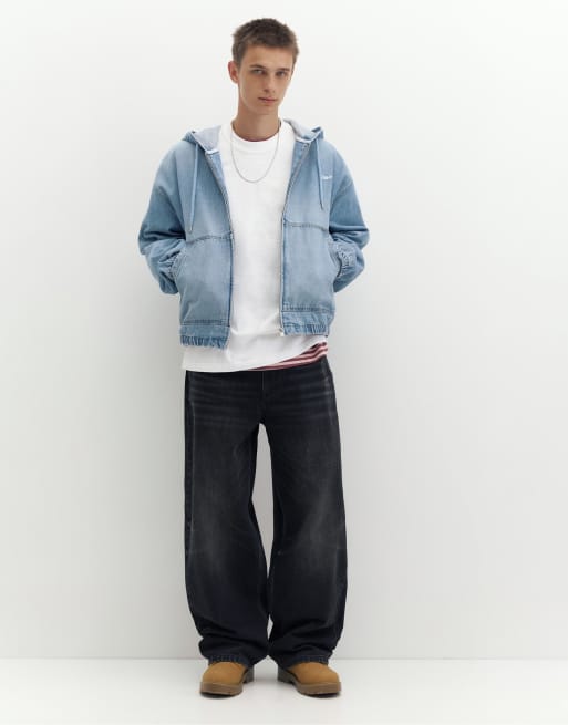 Pull&Bear Stwd Kapuzenjacke mit Reißverschluss in Mittelblau, 4 von 7