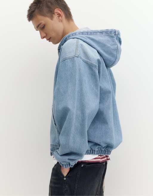 Pull&Bear Stwd Kapuzenjacke mit Reißverschluss in Mittelblau, 6 von 7