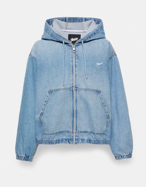 Pull&Bear Stwd Kapuzenjacke mit Reißverschluss in Mittelblau, 7 von 7