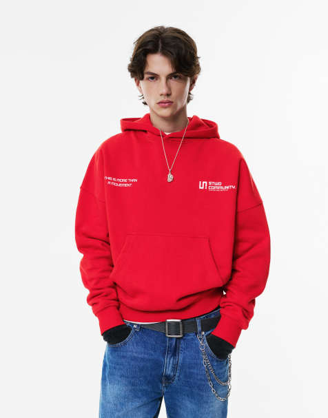 Pull&Bear – STWD – Kapuzenpullover in Rot - view 1