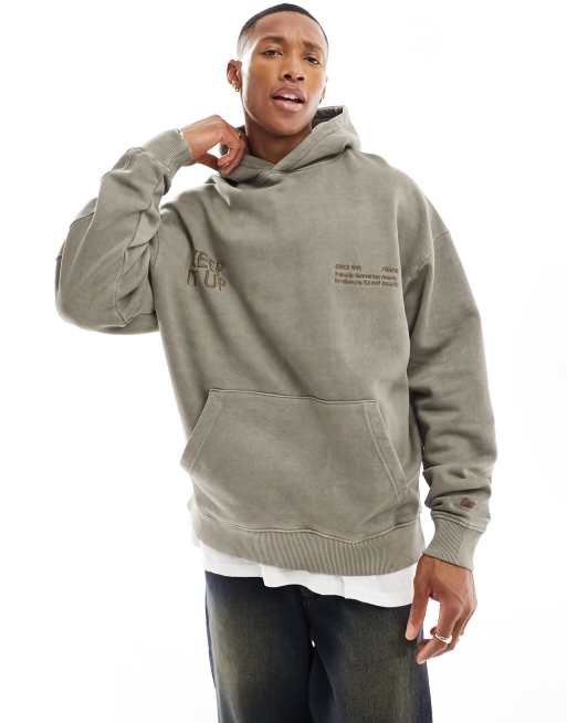 Pull&Bear – STWD – Kapuzenpullover in verwaschenem Grau