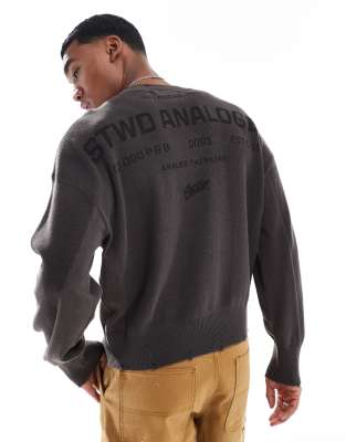 Pull&Bear Pull&Bear STWD knitted jumper in charcoal-Grey