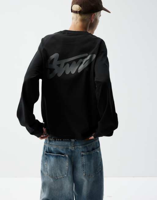 Pull&Bear Stwd langærmet T-shirt i sort, 2 af 7
