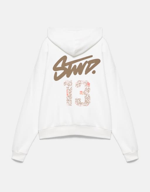 Pull&Bear Stwd leopard hoodie in ice, 7 of 7