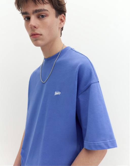 Pull&Bear Stwd logga boxig t-shirt i blått, 3 av 7