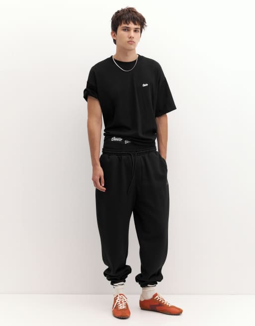 Pull&Bear Stwd logo boxy oversized t-shirt in black, 4 of 7