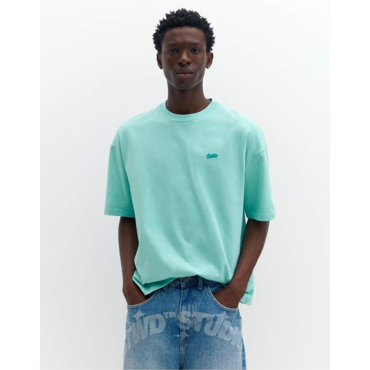Pull&Bear Stwd logo boxy oversized t-shirt in green | ASOS