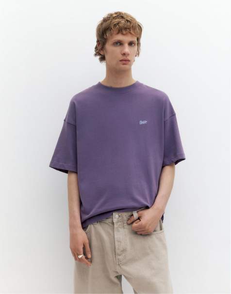 Pull&Bear Stwd logo boxy oversized t-shirt in mulberry - view 1