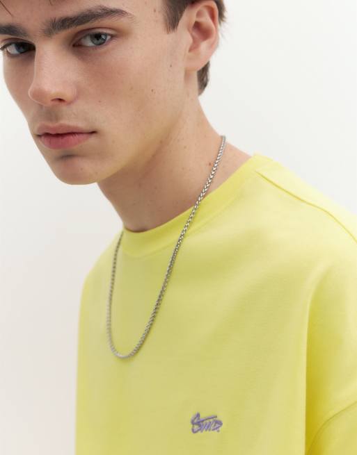 Pull&Bear Stwd logo boxy T-shirt i gul, 3 af 7