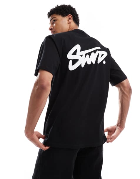 Pull&Bear STWD logo t-shirt in black - view 1