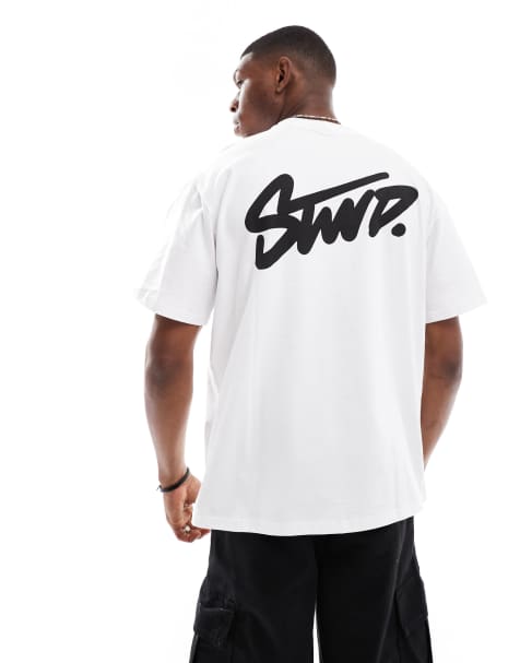 Pull&Bear STWD logo t-shirt in white - view 1
