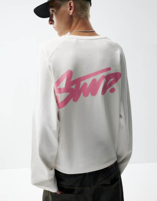 Pull&Bear Stwd long sleeve t-shirt in off white, 2 of 7