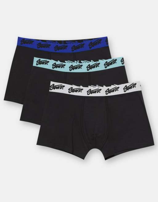 Pull&Bear - STWD - Lot de 3 boxers à logo - Multicolore