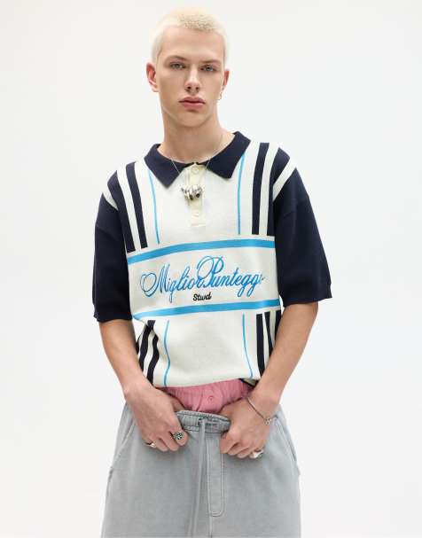 Pull&Bear - STWD - Marineblå poloskjorte med sporty design - view 1