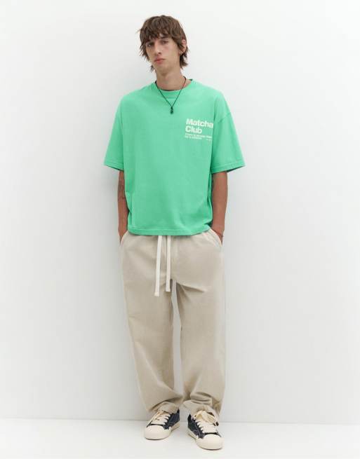 Pull&Bear Stwd matcha club grafisk T-shirt i grøn, 4 af 7
