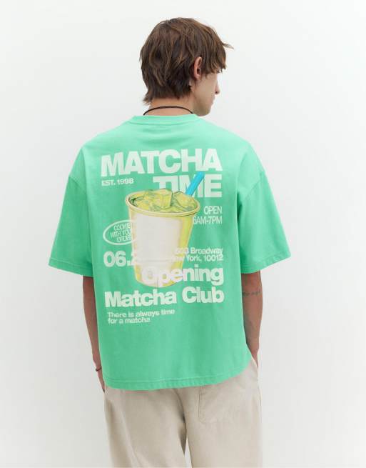 Pull&Bear Stwd matcha club grafisk t-shirt i grönt, 2 av 7