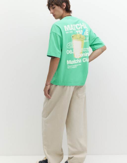 Pull&Bear Stwd matcha club grafisk t-shirt i grönt, 5 av 7