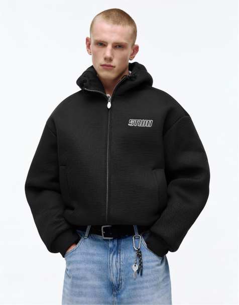 Pull&Bear Stwd mesh jacket in black - view 1