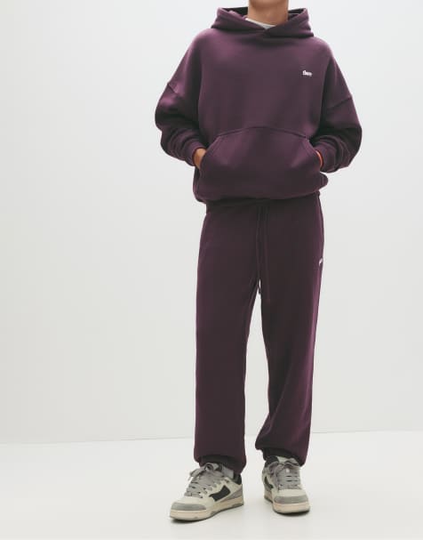 Pull&Bear – STWD – Mörklila träningsoverallsbyxor - view 1