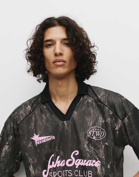Pull&Bear - Stwd - Mørkebrun og stribet fodboldtrøje - view 1