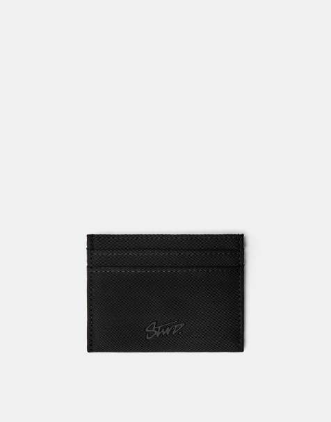 Pull&Bear Stwd nylon card holder in black - view 1