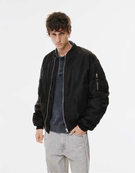 Pull&Bear Stwd oversize bomber jacket in black - view 1