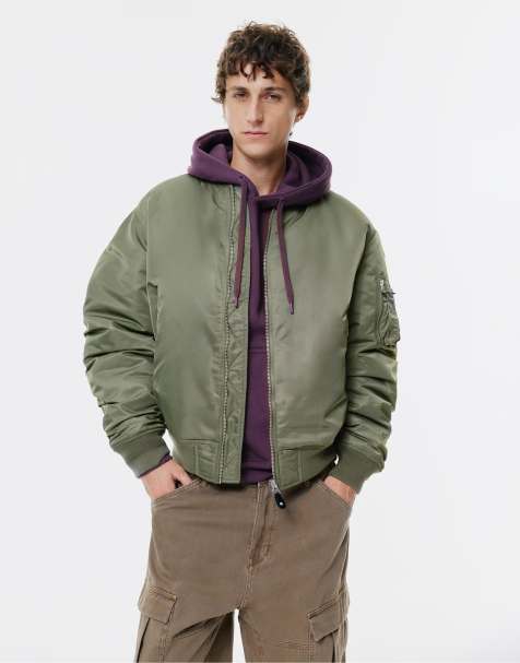 Pull&Bear Stwd oversize bomber jacket in khaki - view 1