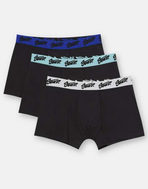 Pull&Bear - STWD - Pakke med 3 par sorte bokser med logodetalje i forskellige farver - view 1