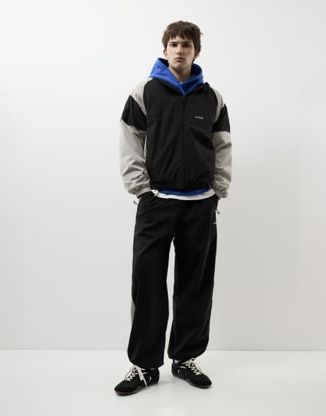 Pull&Bear Stwd panelled joggingbukser i sort - view 1